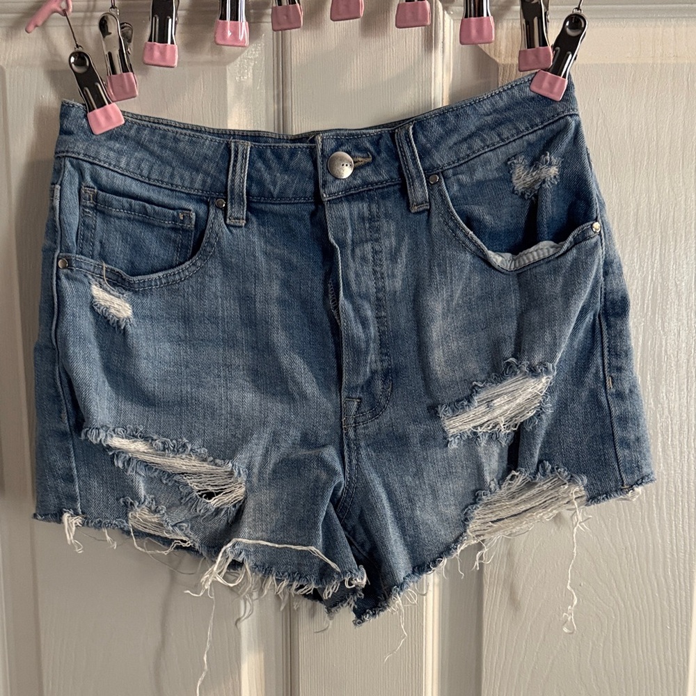 Blue Distressed Jean Shorts for Women